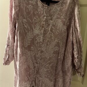 Tahari Light Pink Botanical Print Blouse